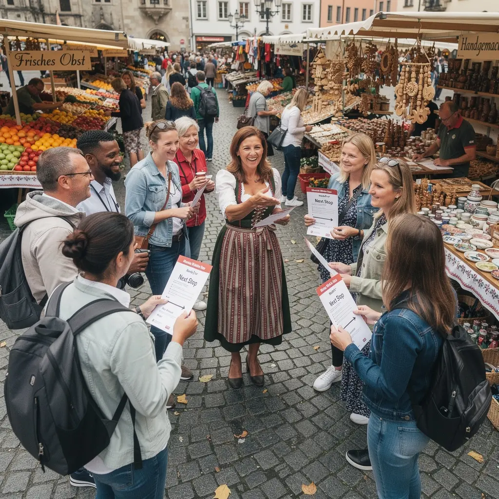 Ein gedruckter Routenplan mit markierten Haltepunkten und Sehenswürdigkeiten.