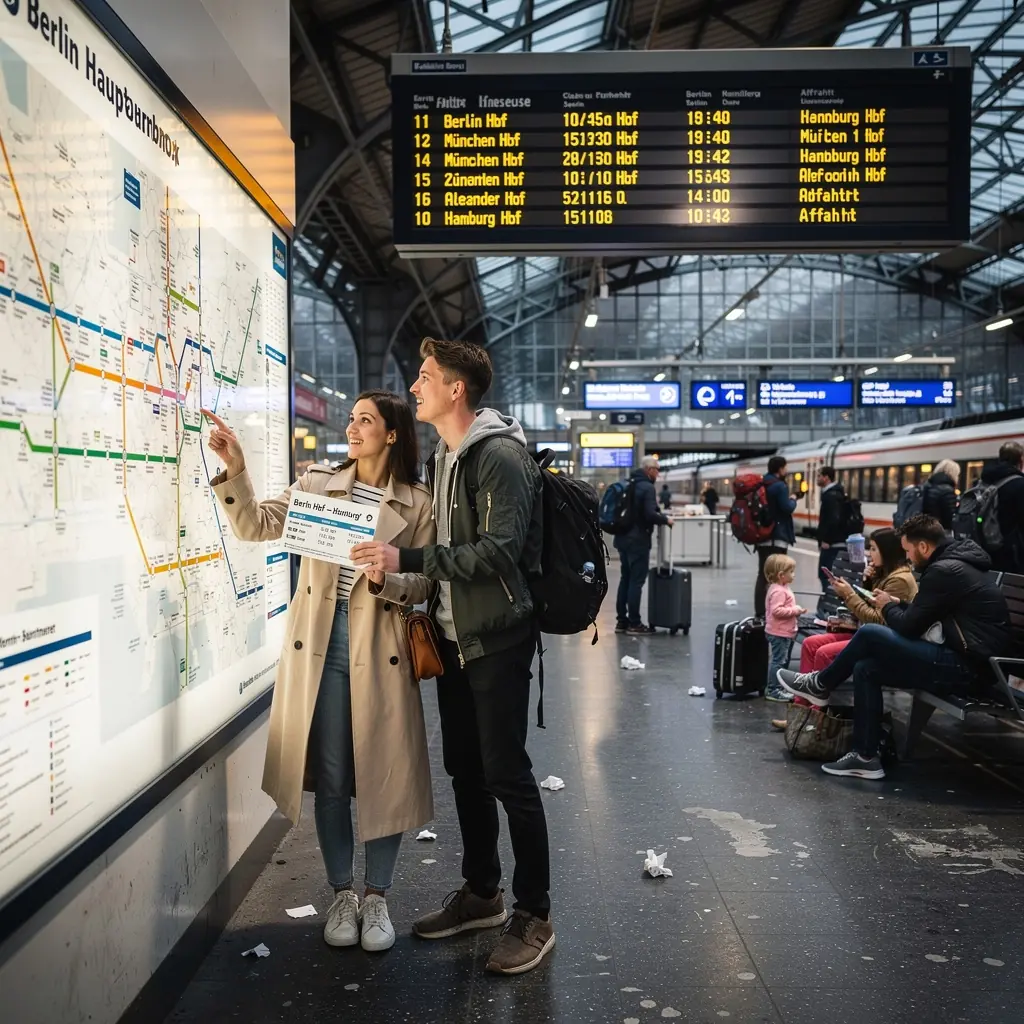 Eine Gruppe von Reisenden, die an einem schönen Aussichtspunkt eine Pause macht.